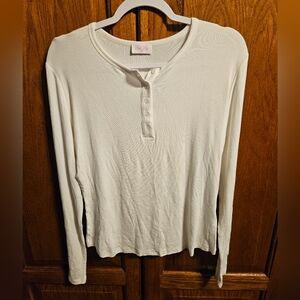 NWOT Pink Lily Ivory Ribbed Top SIZE XL